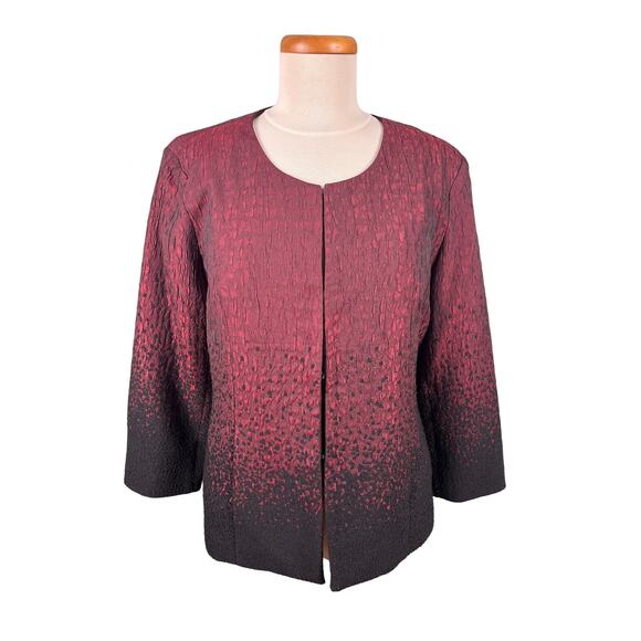 Preston & York Women Size 10 Gradient Red Lined Embroider Textured Blazer Jacket - Picture 1 of 12